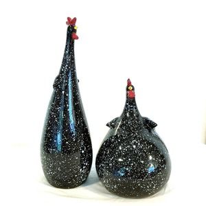 Ceramic Rooster and Hen Black White Trendy Design Farmhouse County